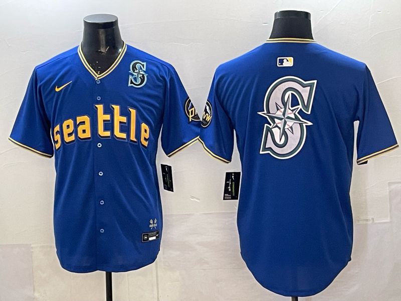 Men 2025 Seattle Mariners Blank Blue City Edition Nike MLB Jersey 36